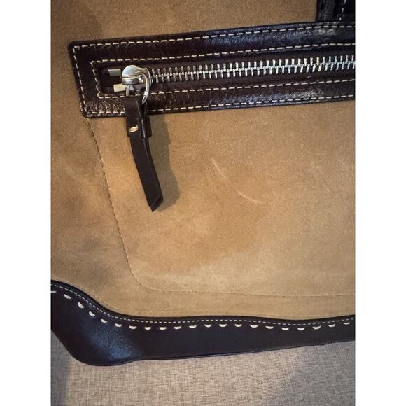 Vintage Coach Hamptons Satchel Tan Suede And Brown Leather NWT - Picture 7 of 16